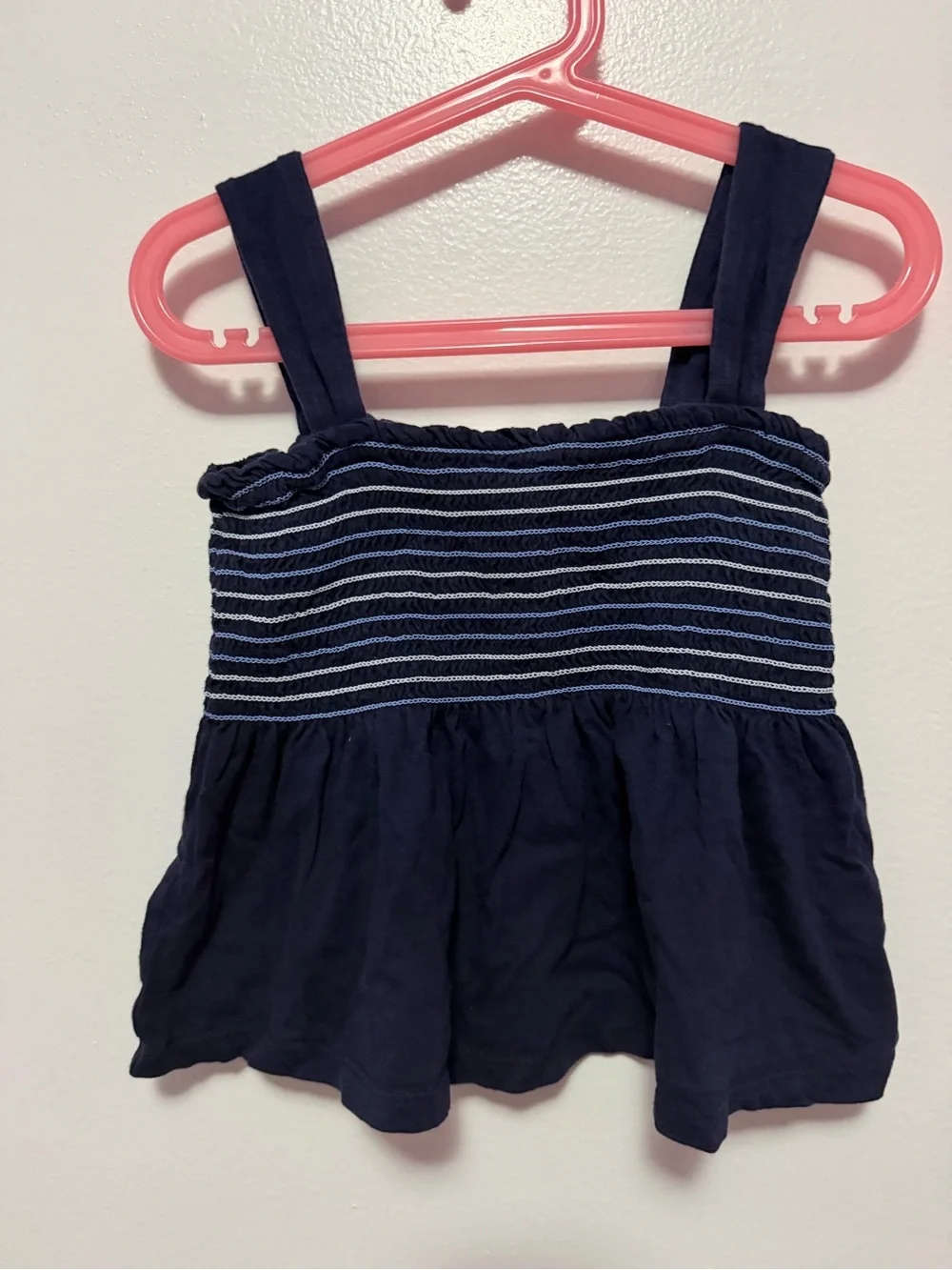GAP Navy Smocked Striped Tank Top